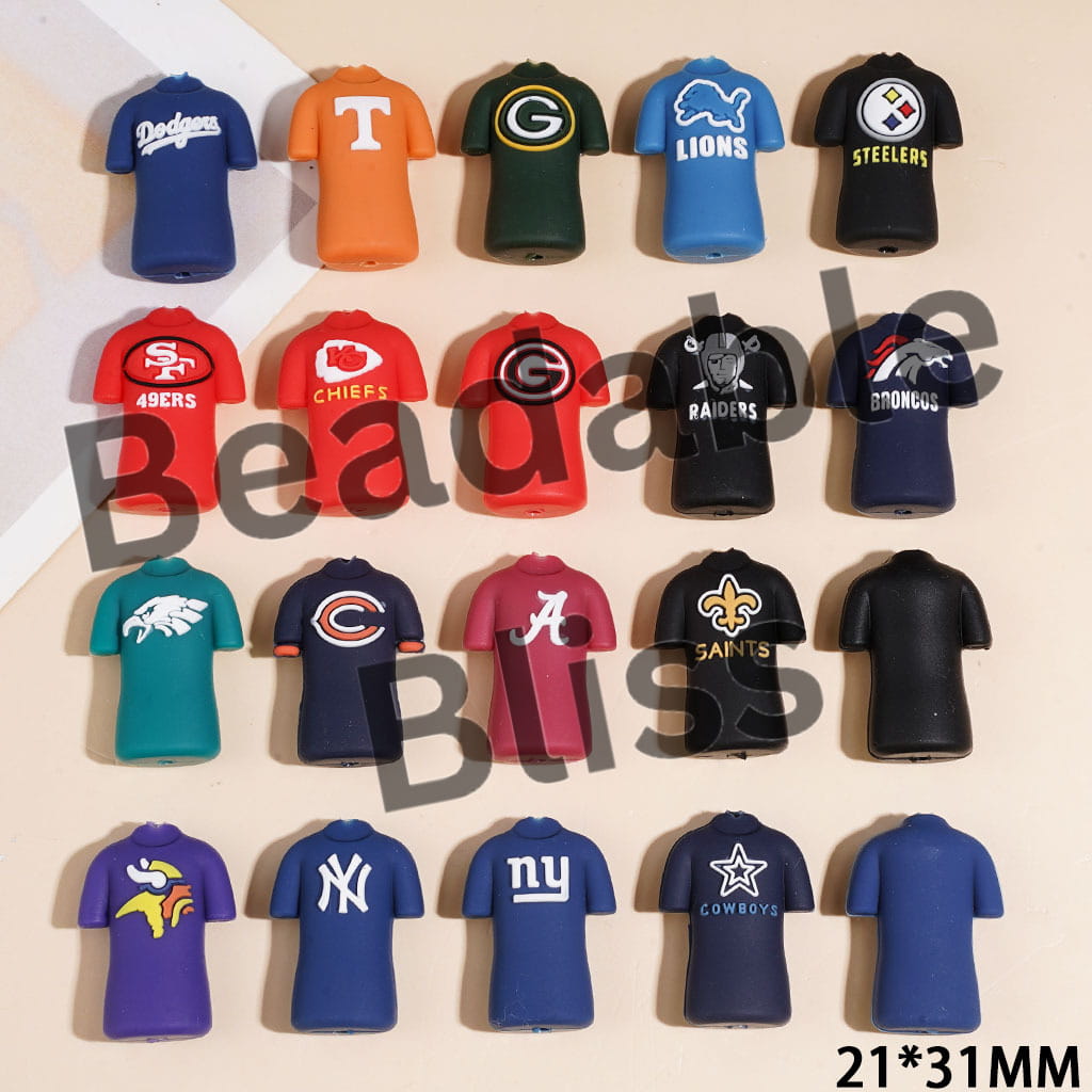 USA New York Baseball Shirt Jersey Uniform College Team Silicone Focal Beads