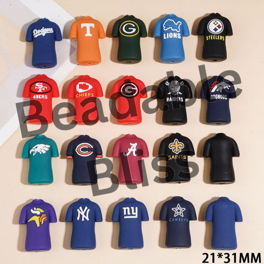 USA New York Baseball Shirt Jersey Uniform College Team Silicone Focal Beads