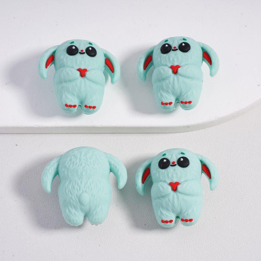 Silicone Focal Beads 3D Cute Smiling Monster Toy Series with Big Eyes