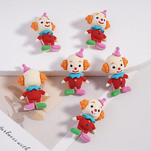 Silicone Focal Beads 3D Cute Circus Clown Smiling with Pink Hat and Red Nose