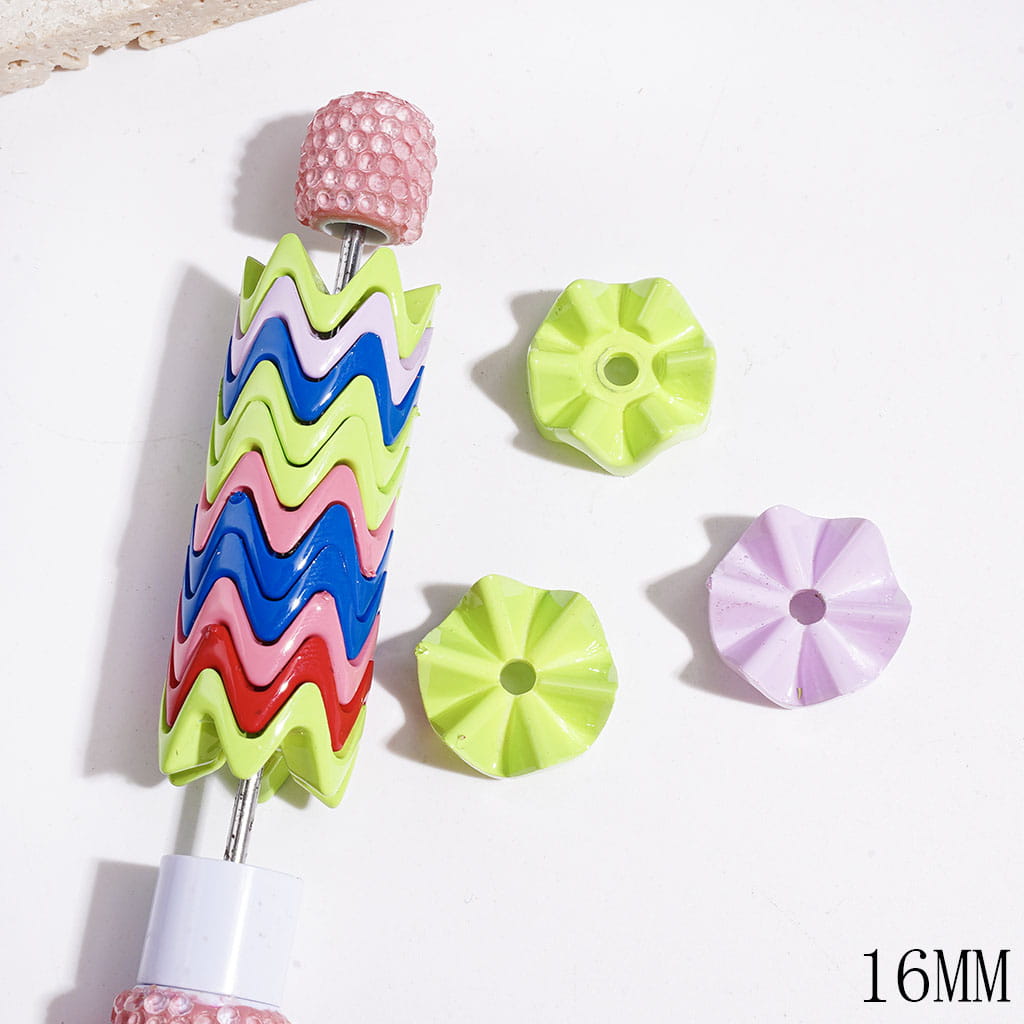 Acrylic Spacer Beads Wavy Shaped Lotus Leaf in Jenga Role, 16MM, Multi-Color, Random Mix