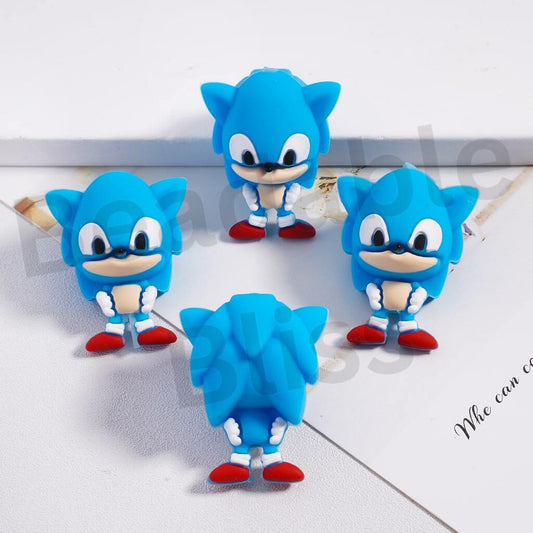 Silicone Focal Beads 3D Cute Fast Hedgehog with Blue Head