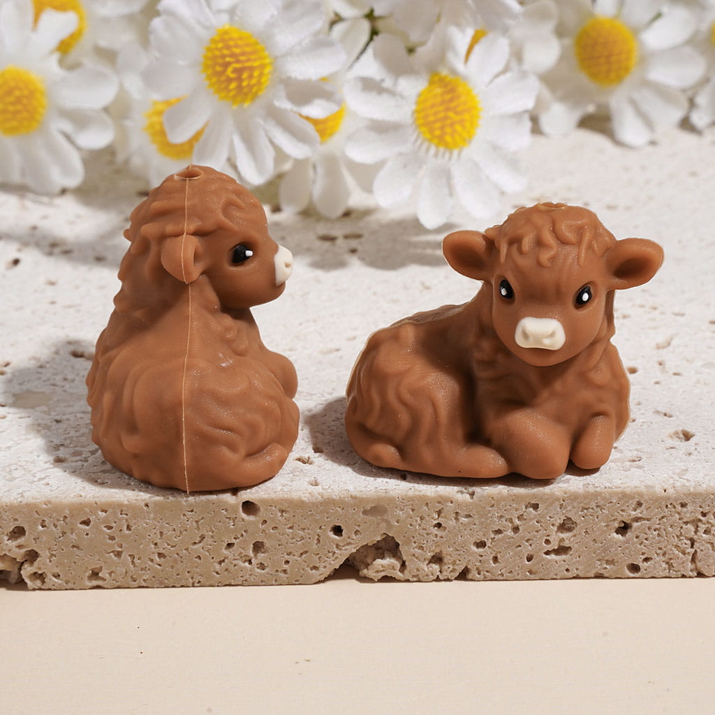 Silicone Focal Beads Cattle Calf in Various Colors