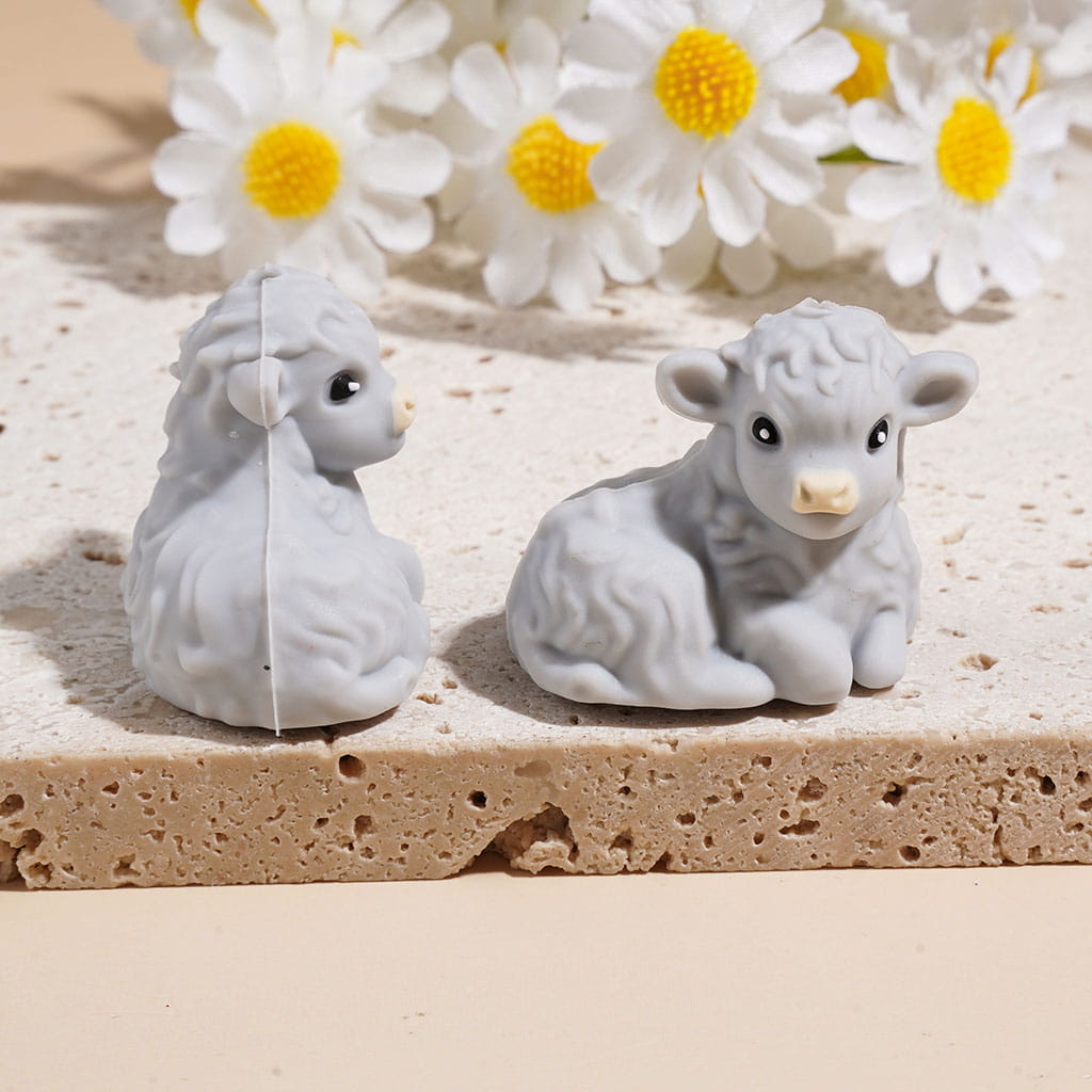 Silicone Focal Beads Cattle Calf in Various Colors