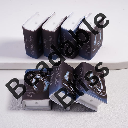 Silicone Focal Beads  3D Adhesive Mould Mini Black Book with Silver Handcuffs