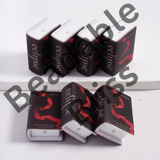 Silicone Focal Beads 3D Adhesive Mould Black Mini Book with Red Ribbon