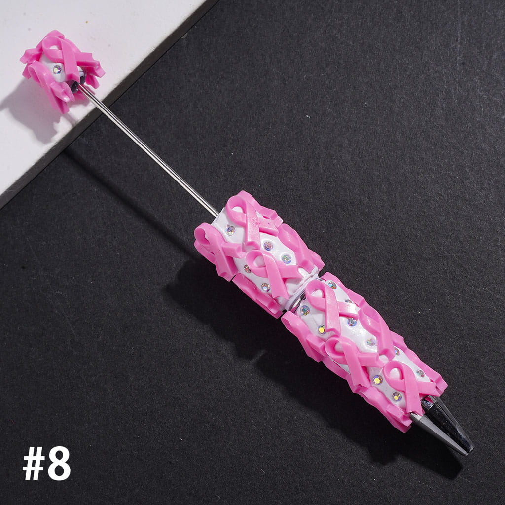 Beadable Clay Pens with Cancer Awareness Ribbon and AB Rhinestones, Multi-Color