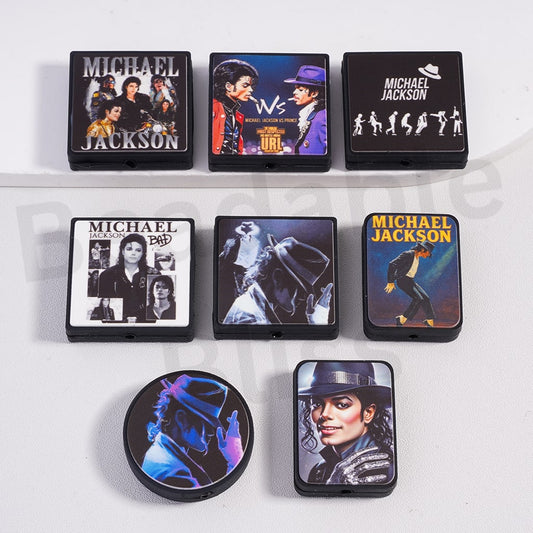 Silicone Focal Beads USA American Singer Series with Different Designs, Random Mix