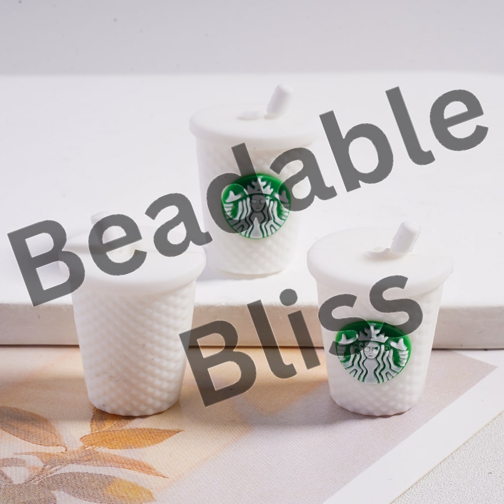 Silicone Focal Beads 3D Cute Coffee Cup Bottle with Straw