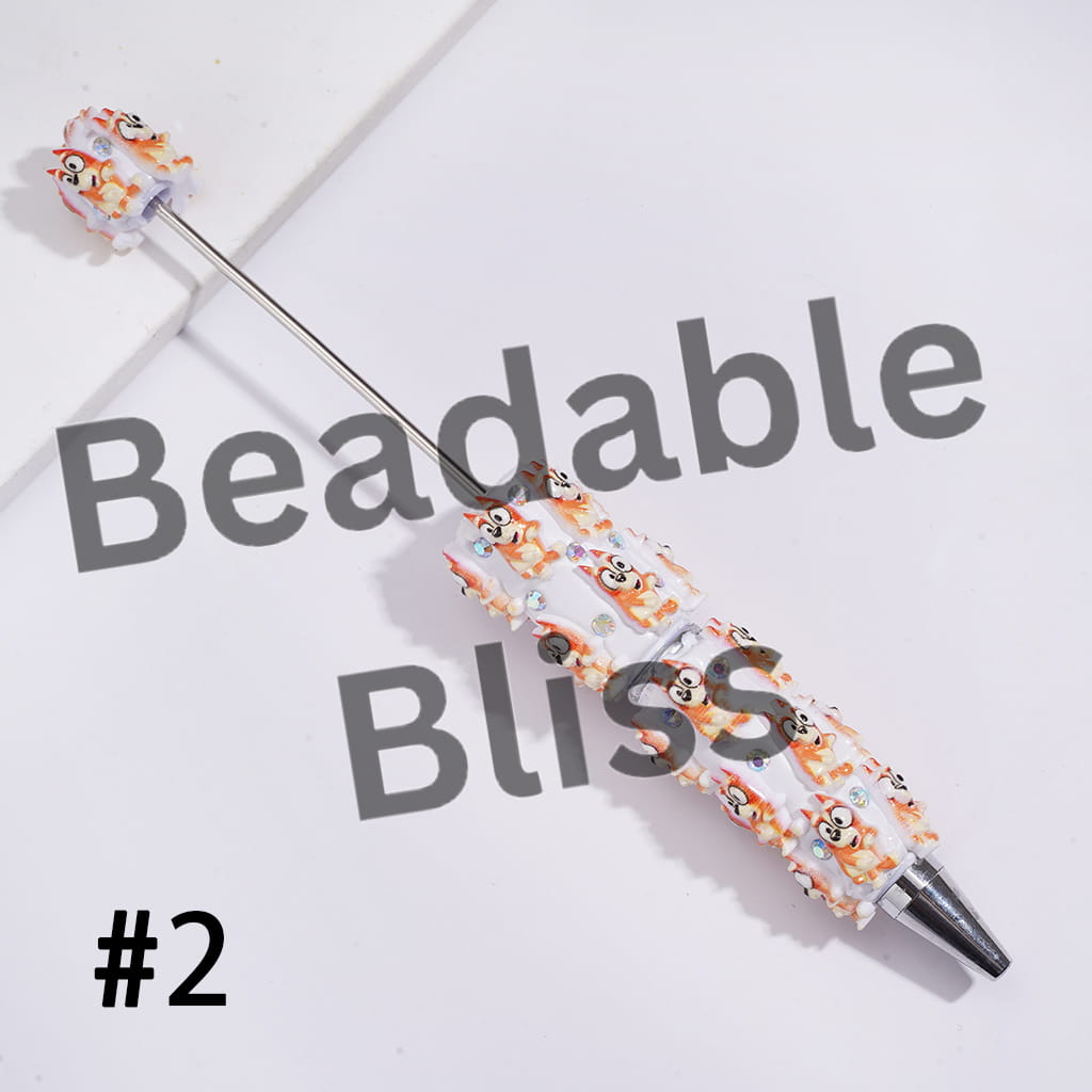 Beadable Clay Pens with Blue Dog Character Series and AB Rhinestones
