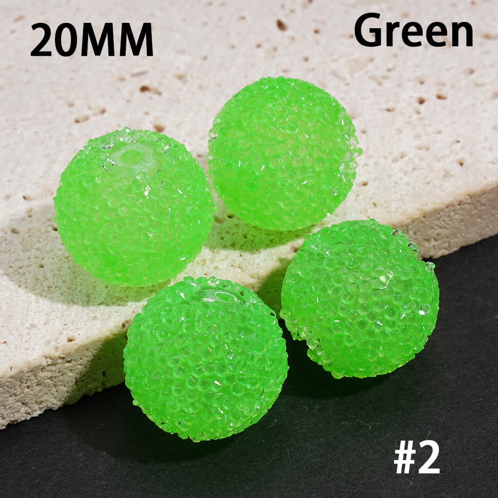 Handmade Acrylic Beads with Clear Rhinestones Covered the Entire Bead, Fluorescent Colors, 20MM