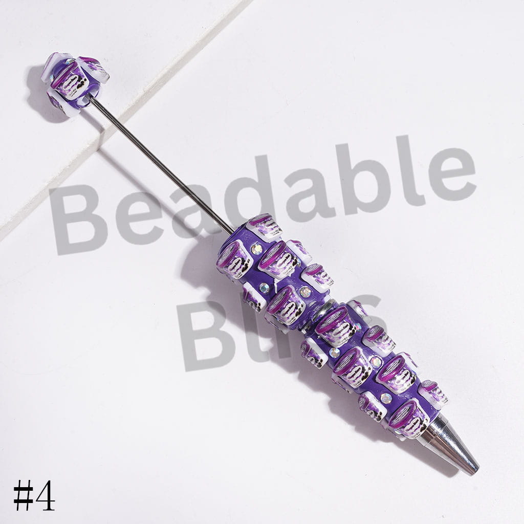 Beadable Clay Pens with Diverse Flavored Ice-cream and AB Rhinestones, Multi-Color