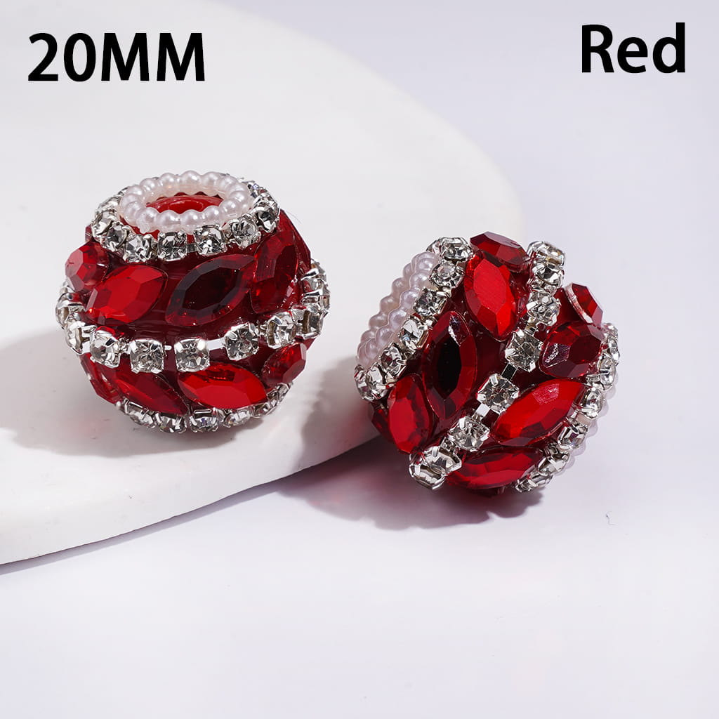 Handmade Acrylic beads with Marquise Cut Rhinestone, Clear Rhinestone Chains and White Pearl Trim, Multi-Color