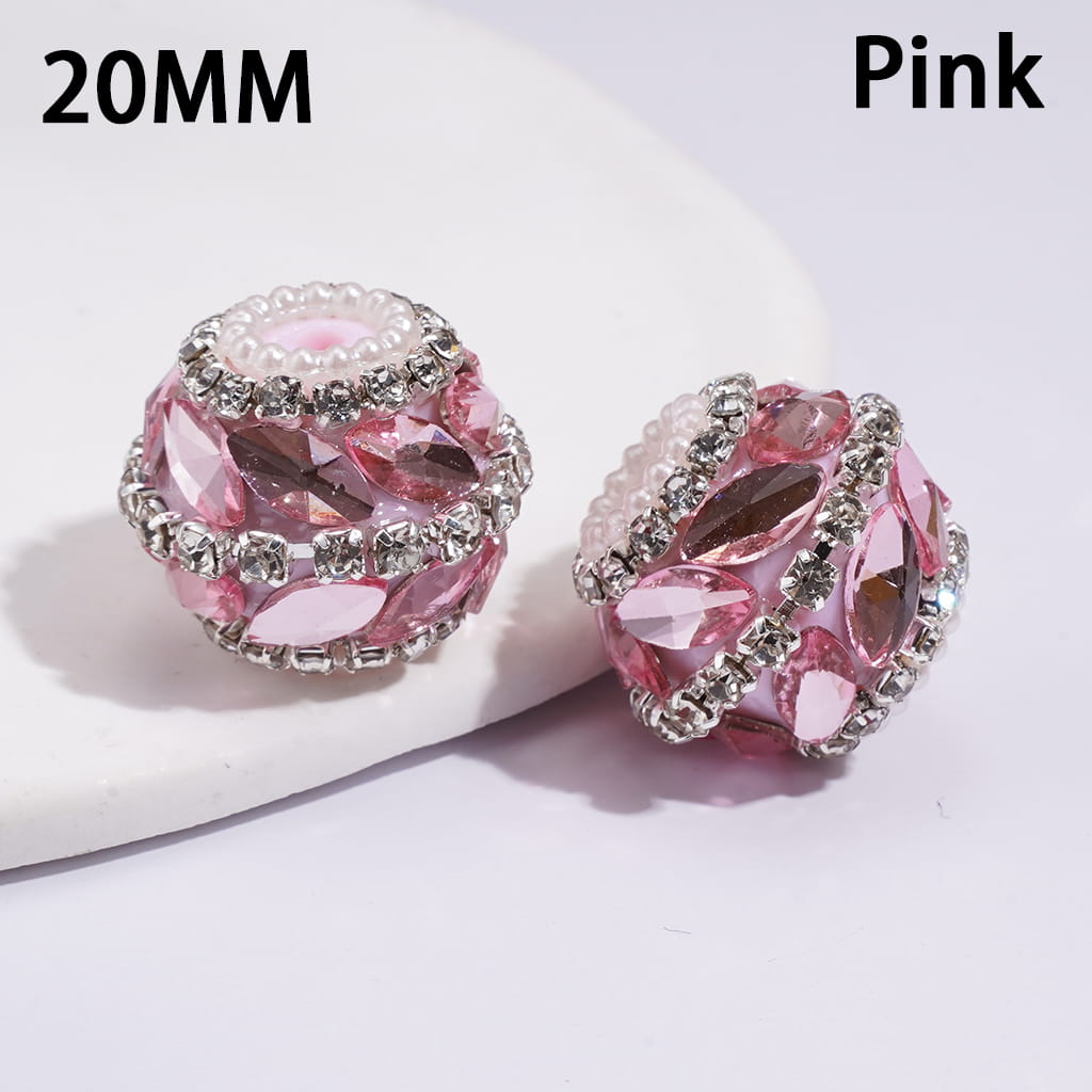 Handmade Acrylic beads with Marquise Cut Rhinestone, Clear Rhinestone Chains and White Pearl Trim, Multi-Color