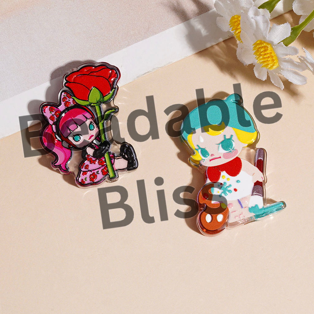 Mad Girl Doll Theme Acrylic Beads, Semi-Clear, Various Style, Random Mix