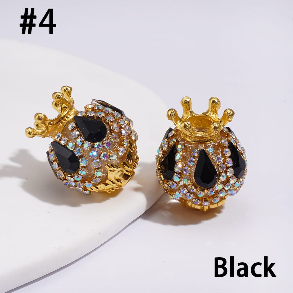 Handmade Acrylic Beads with Gold Crown, Teardrop AB Rhinestones and Crystal Chain, 18×22MM, Multi-Color