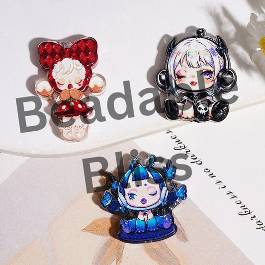 Acrylic Beads Baby Girl Doll in Sweet Cool Style, Random Mix