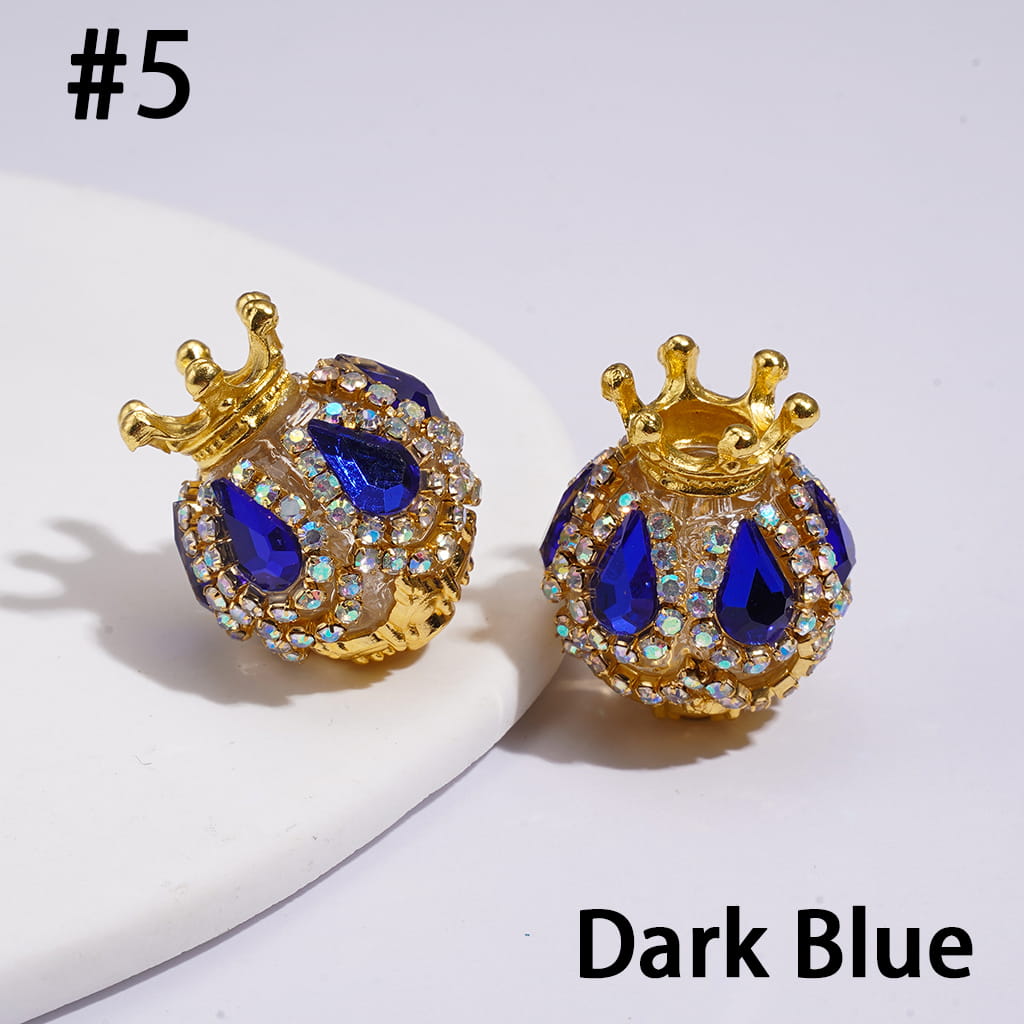 Handmade Acrylic Beads with Gold Crown, Teardrop AB Rhinestones and Crystal Chain, 18×22MM, Multi-Color
