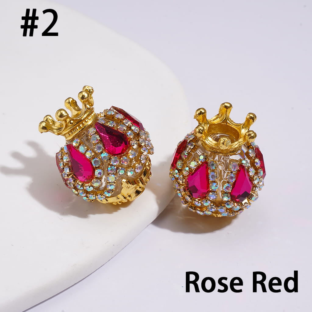 Handmade Acrylic Beads with Gold Crown, Teardrop AB Rhinestones and Crystal Chain, 18×22MM, Multi-Color