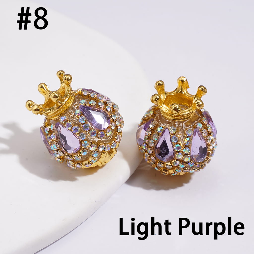 Handmade Acrylic Beads with Gold Crown, Teardrop AB Rhinestones and Crystal Chain, 18×22MM, Multi-Color