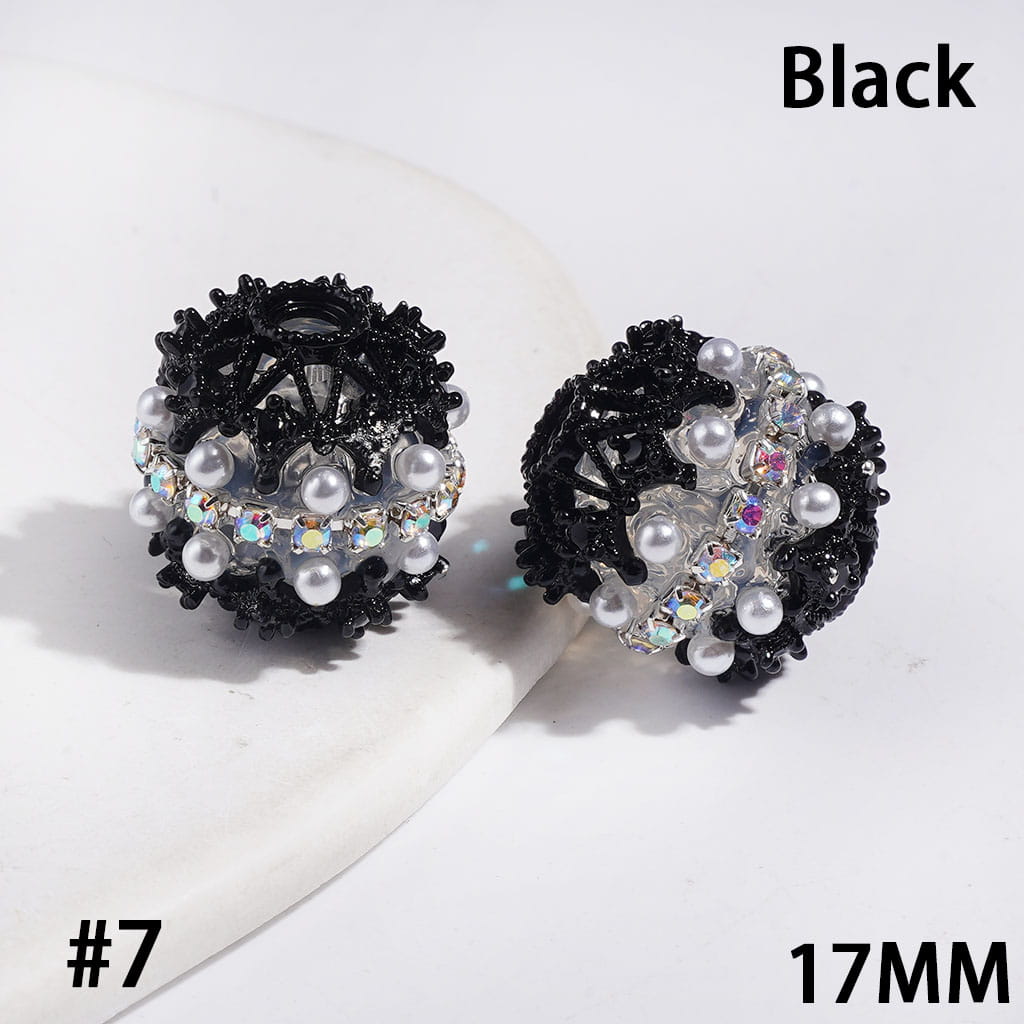 Hand-Made Acrylic Beads with Metal Spacer, Double-Layer Pearls & AB Rhinestone Chain, 17MM, Multi-Color