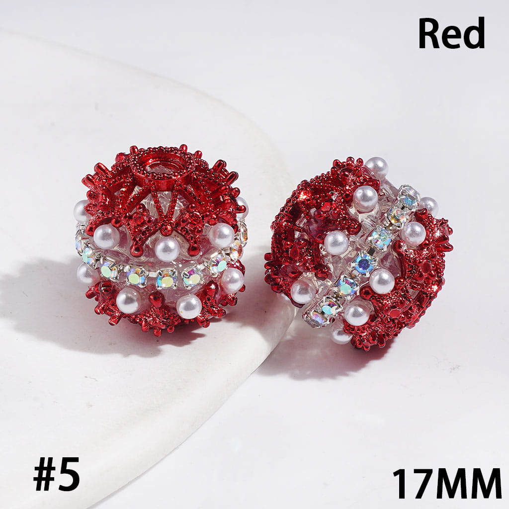 Hand-Made Acrylic Beads with Metal Spacer, Double-Layer Pearls & AB Rhinestone Chain, 17MM, Multi-Color