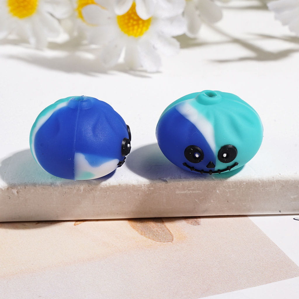 3D Halloween Dumpling with Gradient Colors Silicone Focal Beads, 14*19MM Multi-Color