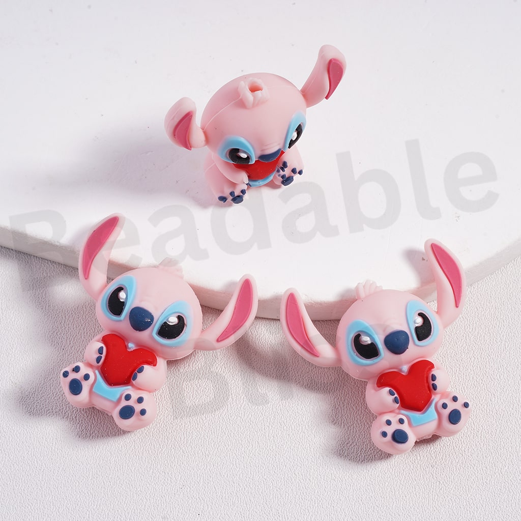 Silicone Focal Beads 3D Cute Monster Toy Series with Heart Big Eyes