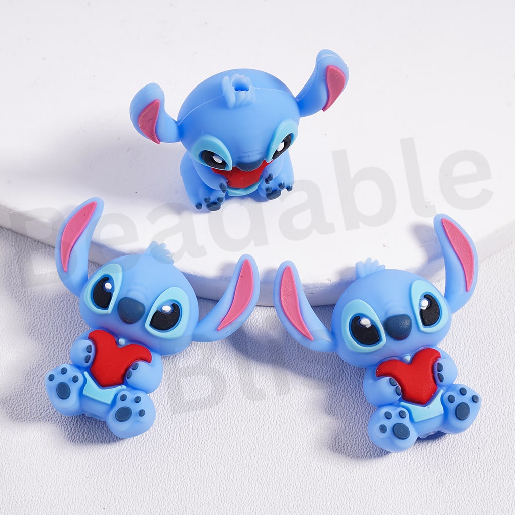 Silicone Focal Beads 3D Cute Monster Toy Series with Heart Big Eyes