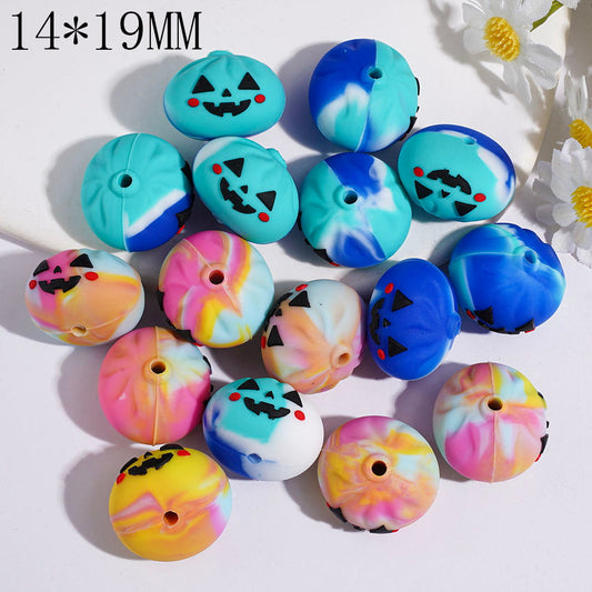 3D Evil Dumpling with Gradient Colors Silicone Focal Beads, Halloween Theme, 14*19MM Multi-Color