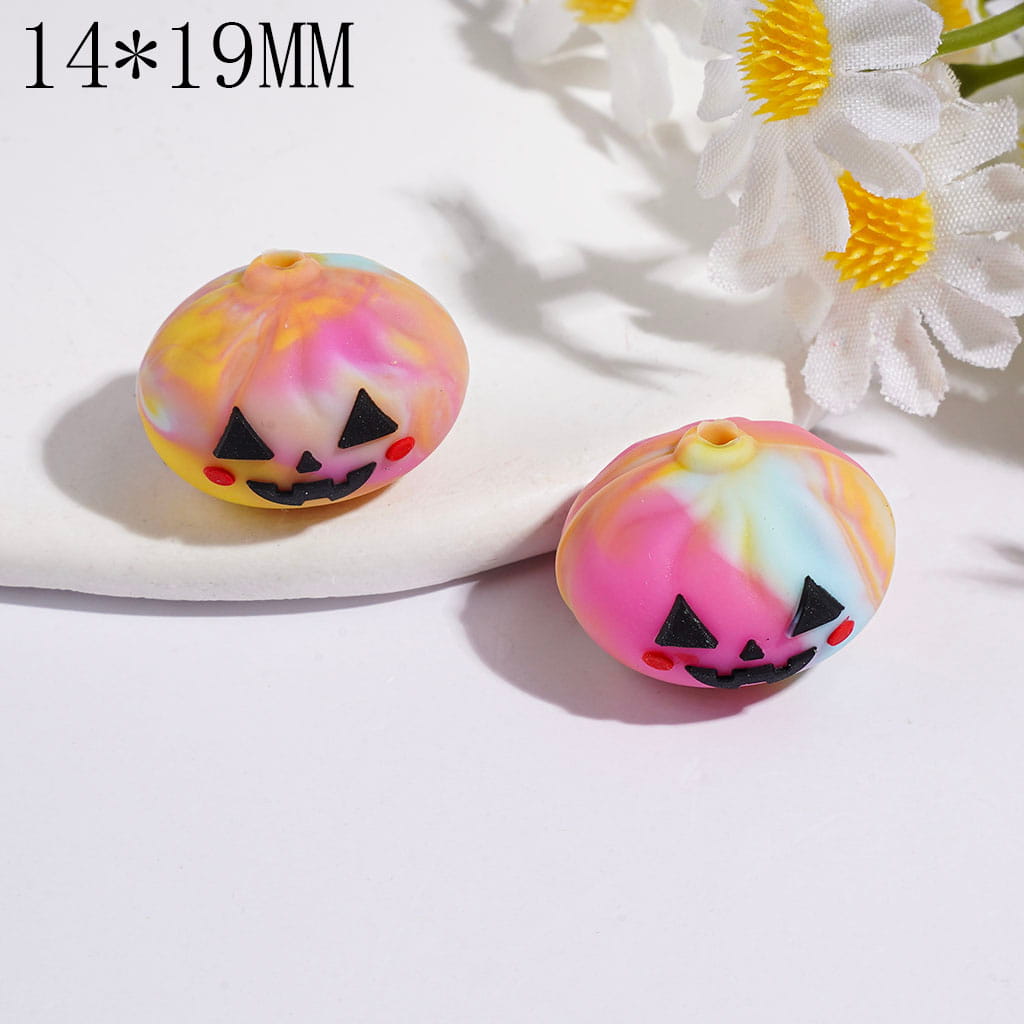 3D Evil Dumpling with Gradient Colors Silicone Focal Beads, Halloween Theme, 14*19MM Multi-Color