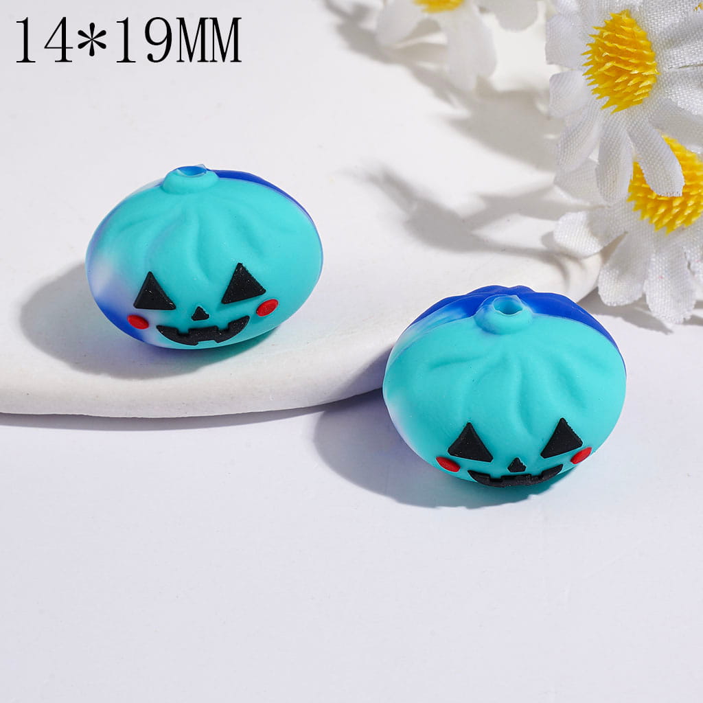 3D Evil Dumpling with Gradient Colors Silicone Focal Beads, Halloween Theme, 14*19MM Multi-Color