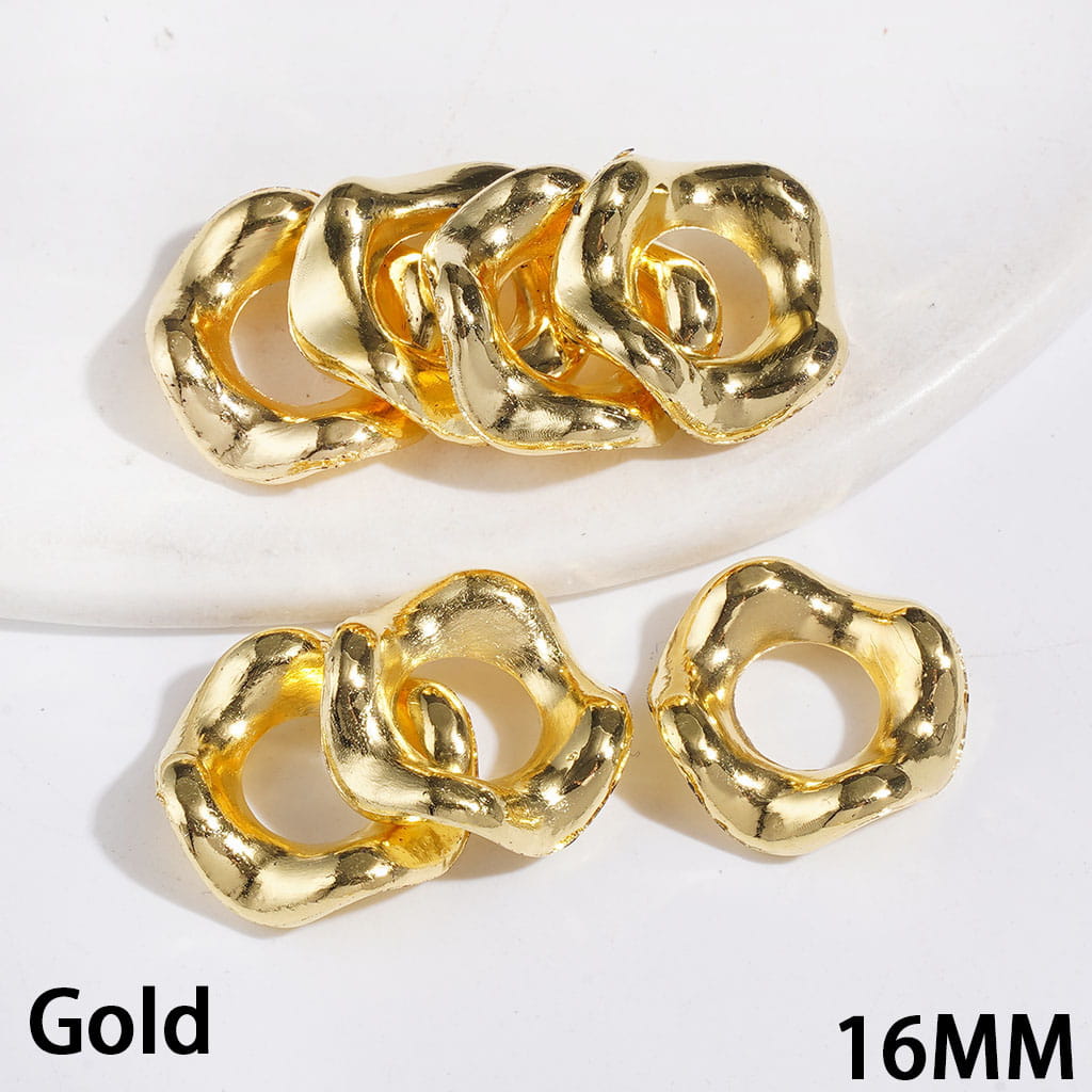 Metal Spacer Beads Wavy-Edge, 16MM Gold and Silver