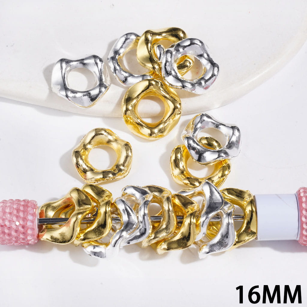 Metal Spacer Beads Wavy-Edge, 16MM Gold and Silver