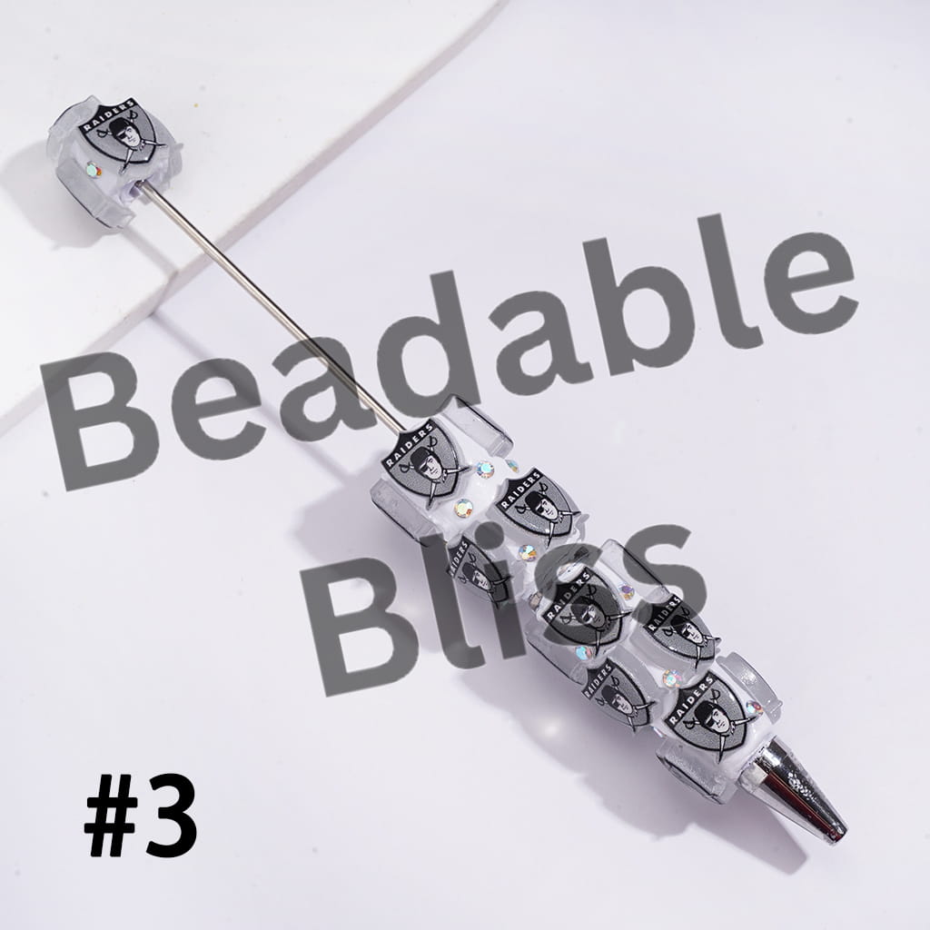 Beadable Clay Pens with Heart in American Baseball and Football Team Series and AB Rhinestones