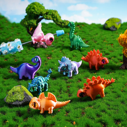 Acrylic Plastic Beads 3D Cute Mini Dinosaur Series, Random Mix