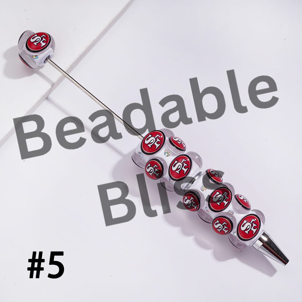 Beadable Clay Pens with Heart in American Baseball and Football Team Series and AB Rhinestones