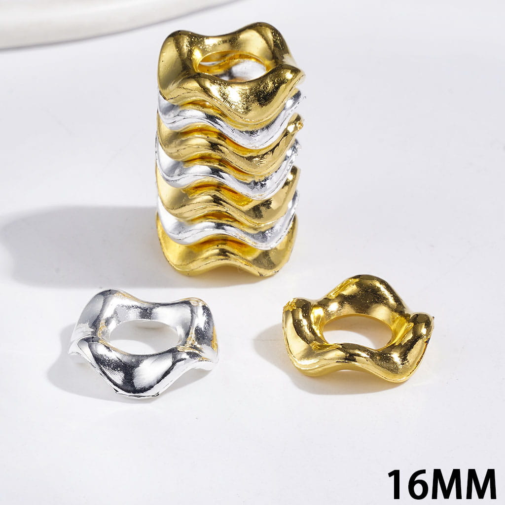 Metal Spacer Beads Wavy-Edge, 16MM Gold and Silver