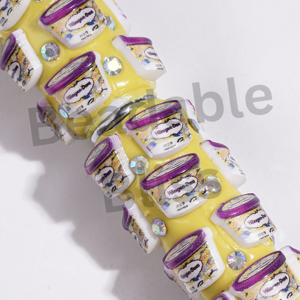 Beadable Clay Pens with Diverse Flavored Ice-cream and AB Rhinestones, Multi-Color