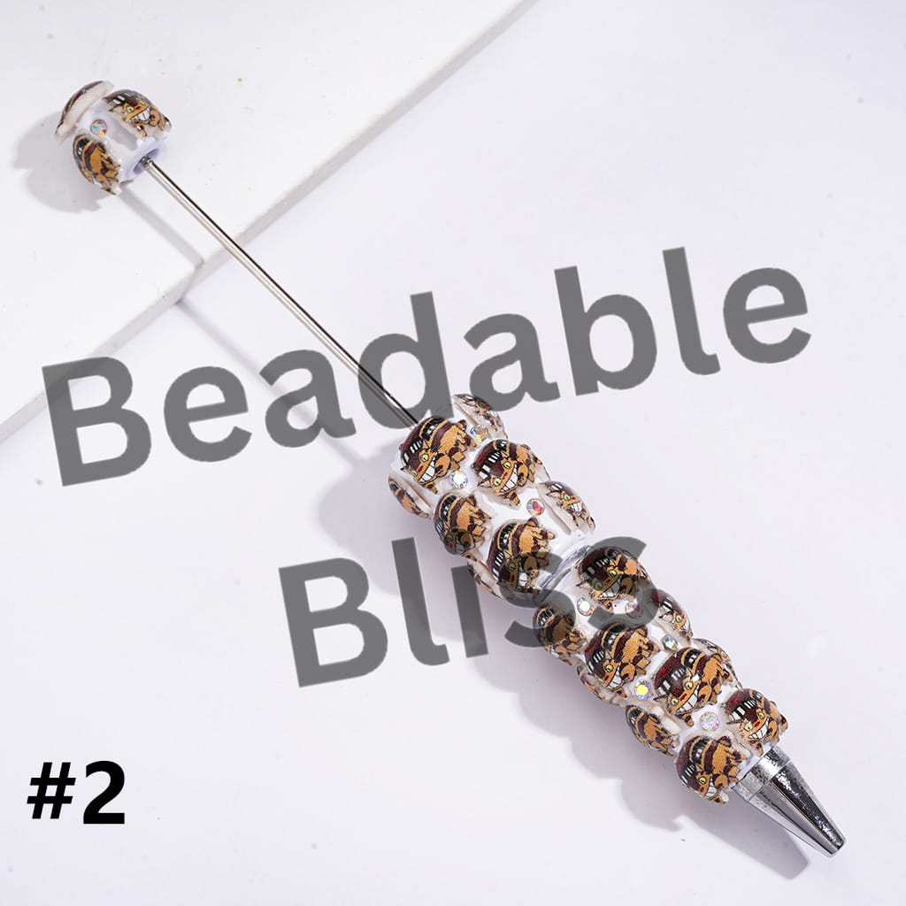 Beadable Clay Pens with Japanese Anime Chinchilla Character Series & AB Rhinestones
