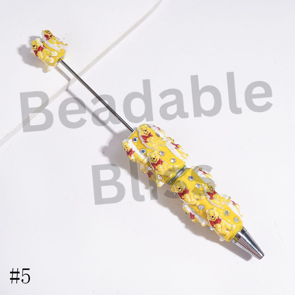 Beadable Clay Pens with Classic Animation Animal Character and AB Rhinestones