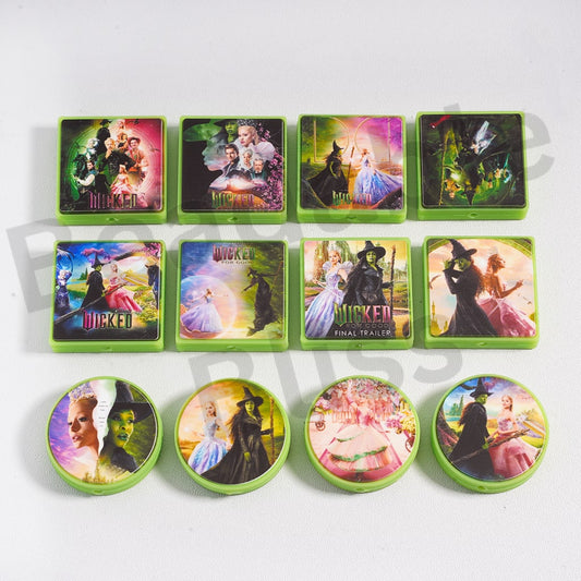 Silicone Focal Beads Halloween Magic Witch Series with Green Background, Random Mix