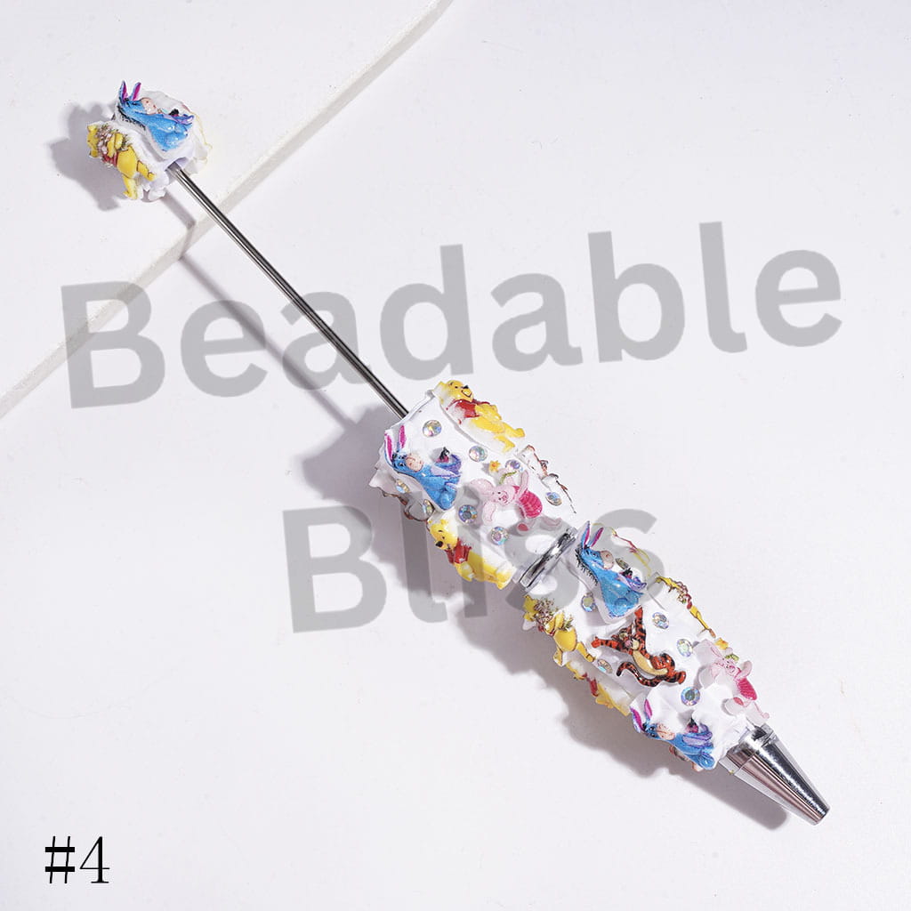 Beadable Clay Pens with Classic Animation Animal Character and AB Rhinestones