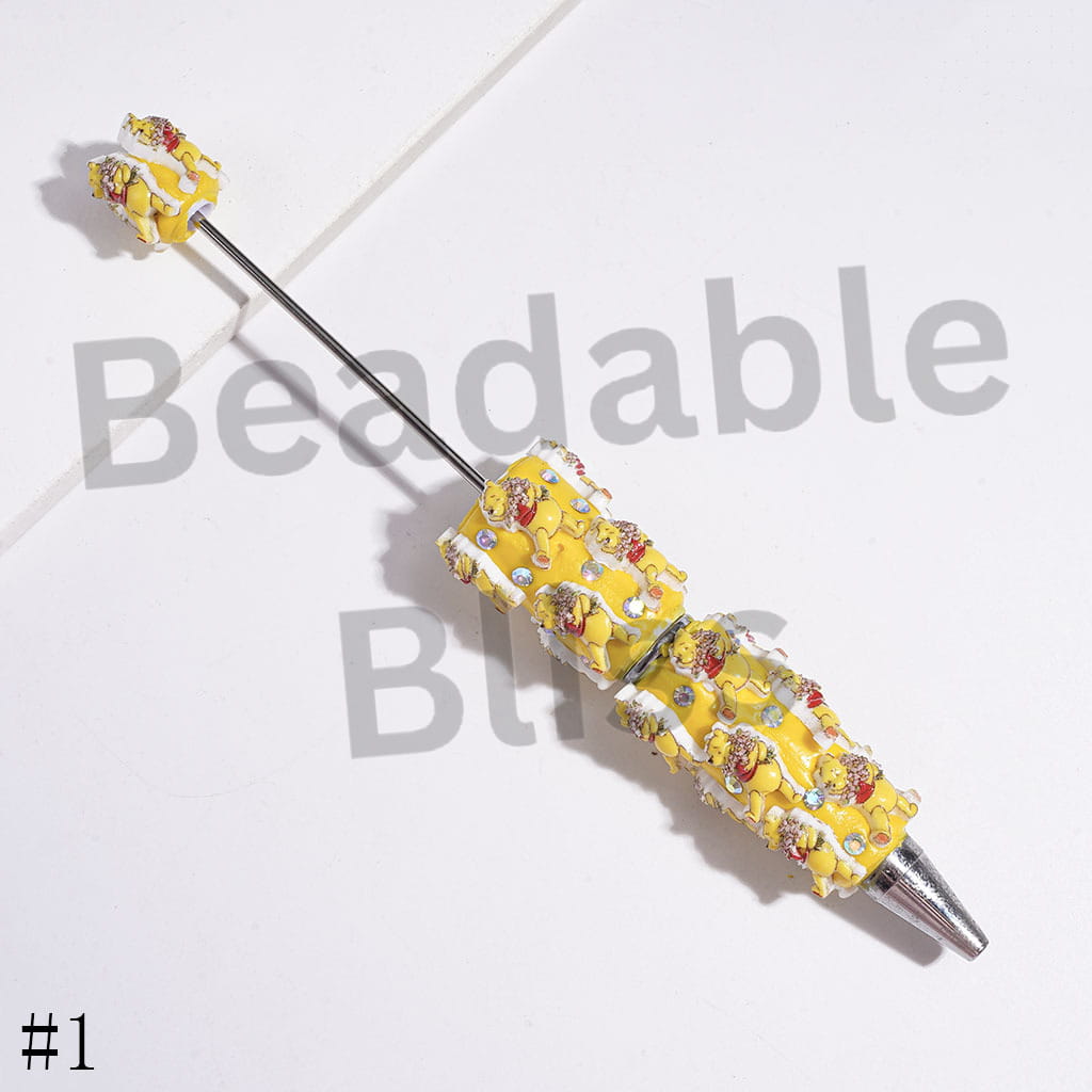 Beadable Clay Pens with Classic Animation Animal Character and AB Rhinestones