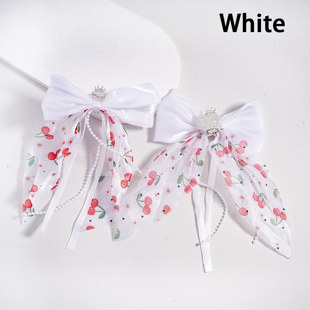 Sugar Acrylic Beads with Fancy Silver Crown White Pearls Shiny Cone Shape Rhinestones Fabric Bowtie Pearl Chains Accessories, Random Mix