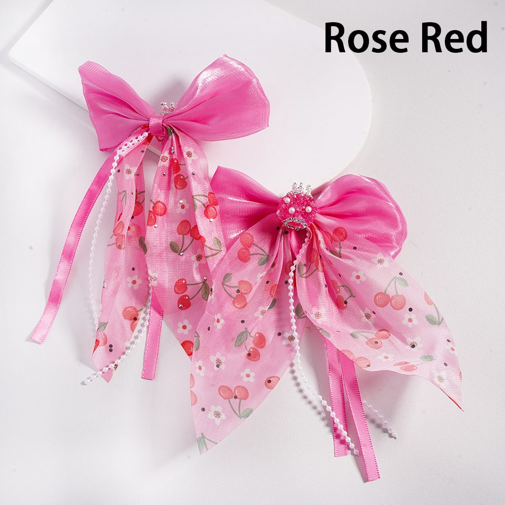 Sugar Acrylic Beads with Fancy Silver Crown White Pearls Shiny Cone Shape Rhinestones Fabric Bowtie Pearl Chains Accessories, Random Mix