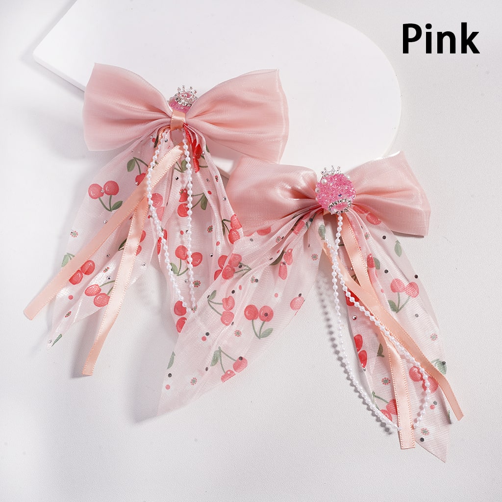 Sugar Acrylic Beads with Fancy Silver Crown White Pearls Shiny Cone Shape Rhinestones Fabric Bowtie Pearl Chains Accessories, Random Mix