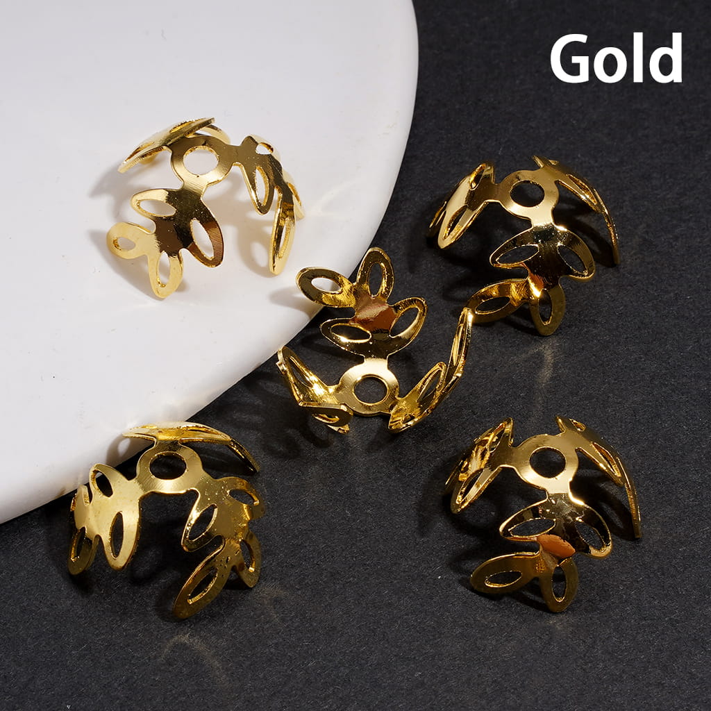 Bead Cages Leaf Shape, Alloy Bead Cap, Multi-Color (They Fit 16MM Beads)