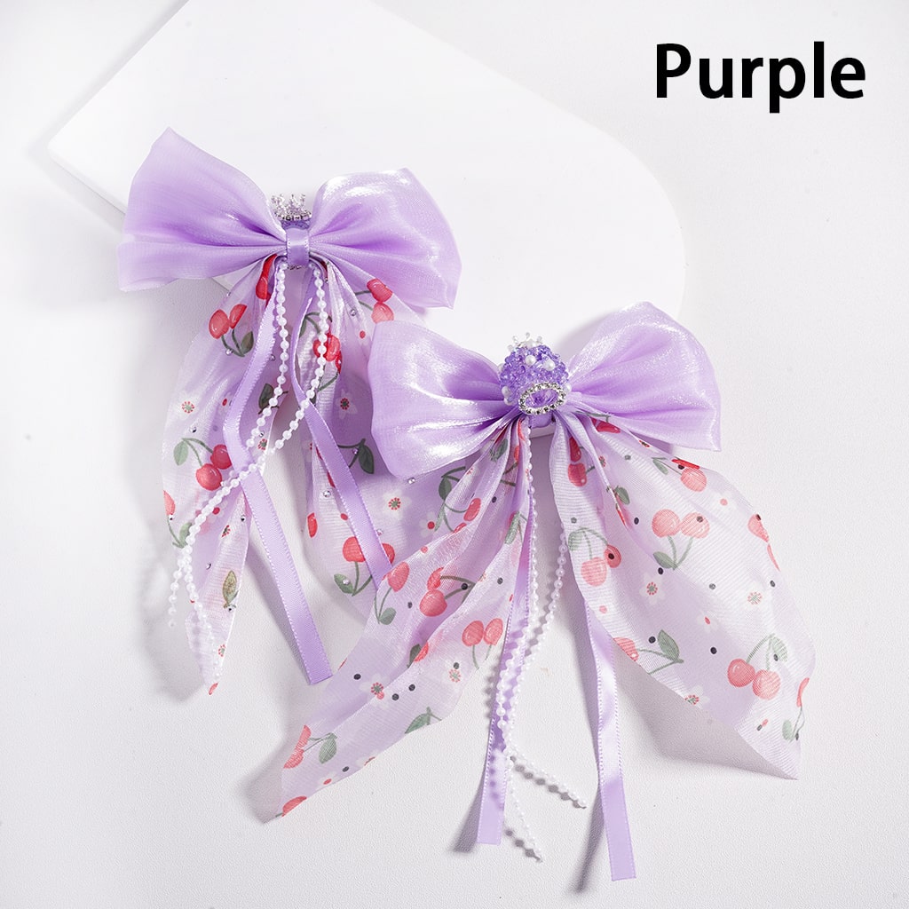 Sugar Acrylic Beads with Fancy Silver Crown White Pearls Shiny Cone Shape Rhinestones Fabric Bowtie Pearl Chains Accessories, Random Mix