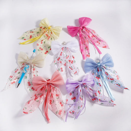 Sugar Acrylic Beads with Fancy Silver Crown White Pearls Shiny Cone Shape Rhinestones Fabric Bowtie Pearl Chains Accessories, Random Mix